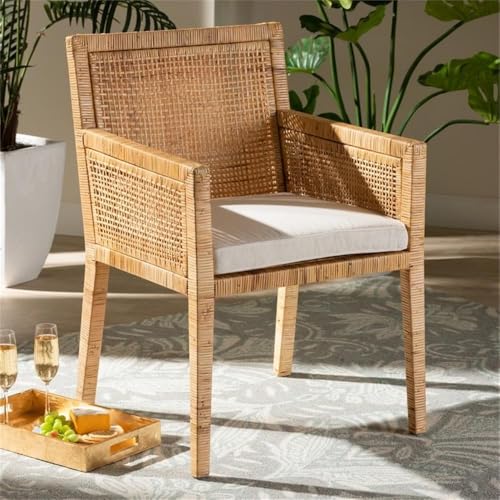 Sillón Madera y Ratán Natural con Cojín miniatura 2