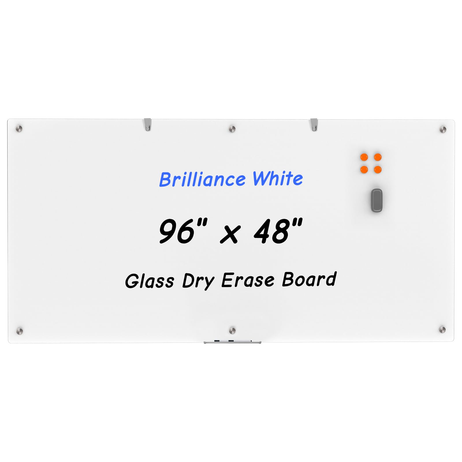 Photo 1 of Large Glass Whiteboard, 96 x 48 Inches Magnetic Glass Dry Erase Board for Wall, 8' x 4' Brilliance White Board for Office, Home, School