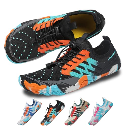 Image of Beach Water Shoes for Women Men Quick Dry Non-Slip Wide Toe Hike Barefoot Footwear for Beach Pool Aqua Swim Surf Walk