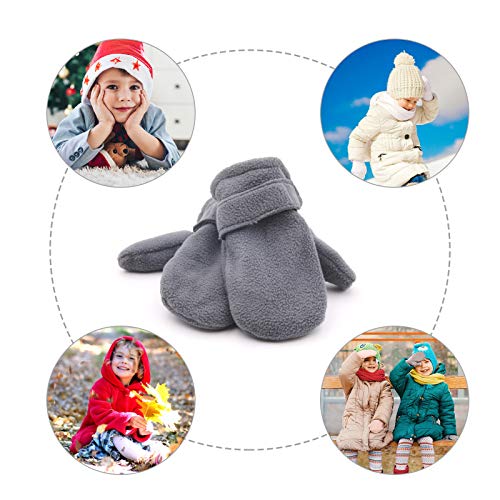 Toddler Infant Winter Mittens Lined With Fleece Easy-On Baby Boy Girls Warm Gloves Outdoor (B-Black&Blue, M (1-2 Years)) #TOP6