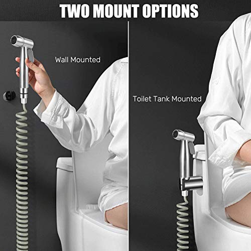 Handbrause, Toilette Bad Bidet für Bidet Armaturen WC mit 59in langem flexiblem Teleskop-Brauseschlauch und Halterung, Edelstahl Duschkopf Windel Dusche Tierbad Wasserspar Wand waschen – Bild 5