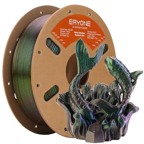Image of ERYONE Burnt Titanium Rainbow PLA Filament 3D Printer 1.75mm + /-0.03mm, 1kg(2.2LBS) /Spool, Wormhole (Green & Flash Black)