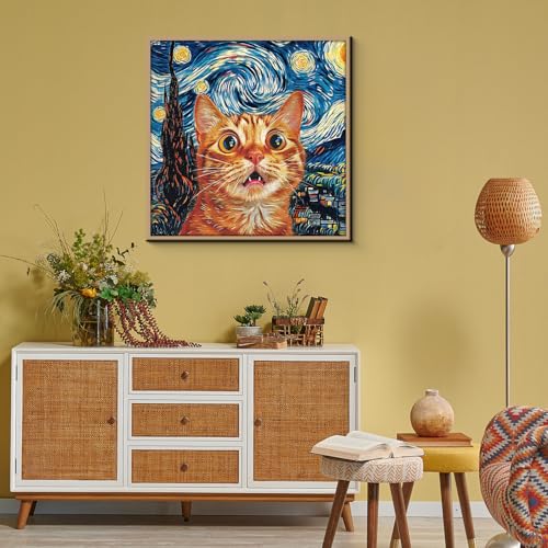 Cat Puzzles for Adults 1000 Pieces, Starry Night Aesthetic Jigsaw Puzzles, Funny Kitten Animal Landscape Scenic Puzzle as Home Decor miniatura 6