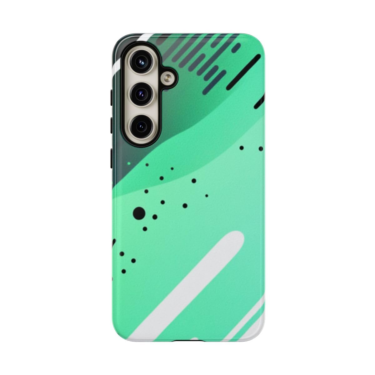 Coque Samsung S24 Plus motif abstrait géométrique vert et noir rigide - 5