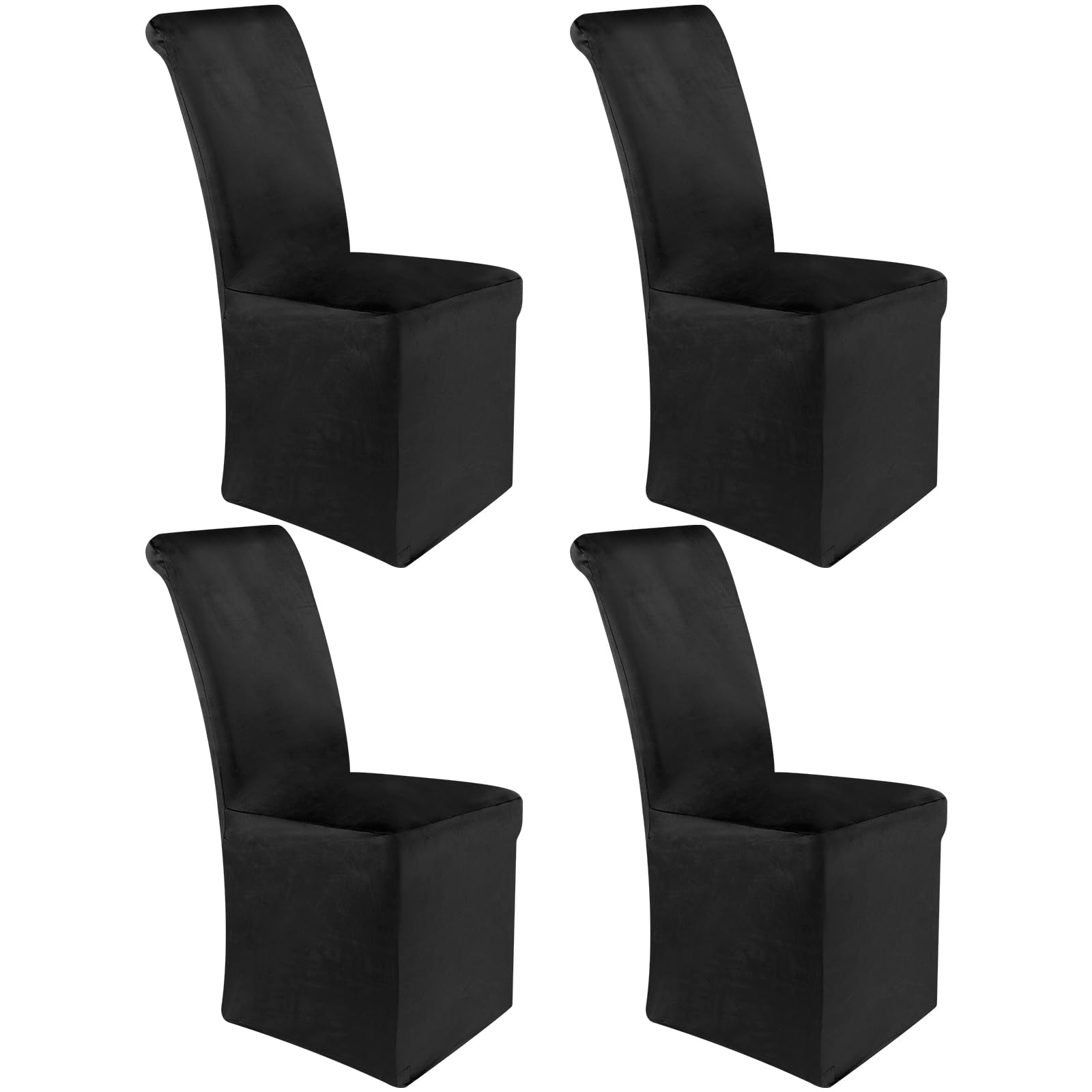 Photo 1 of Moukeren Set of 4 Velvet Stretch Chair Covers Stretch Slipcovers Fur Chairs Cover Soft Removable Long Solid Slipcover for Wedding Dining Room(Black)