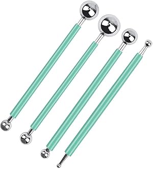 4 x Fondant Cake Decorating Clay Flower Sugarcraft Ball Model DIY Tool 8 Sizes (Green)