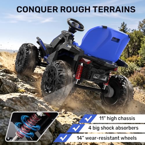 Image of ANPABO 24V 4x4 Ride On Toys for Big Kids Aged 3-12, 4 * 200W Motors-Blue