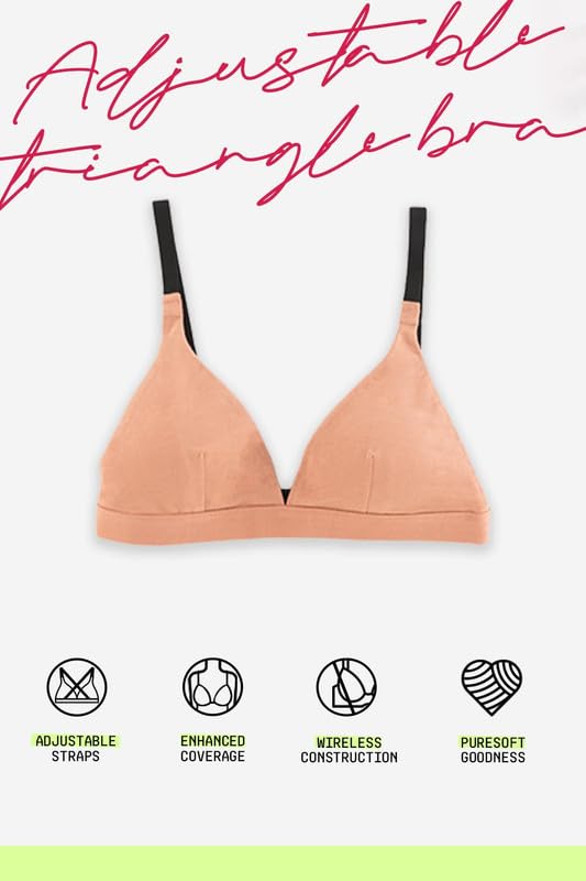 Image of &Circus PureSoft True Fit Triangle Non Padded Bra for Women | Deep Neck Plunge Bra for Women | Triangle Low Coverage Bra