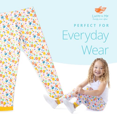 Lucky & Me | Jada Girls Leggings | Tagless | Full Length, Lace Trim, Wide Waistband | 3-Pack3