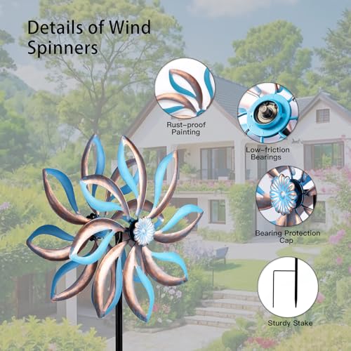 Jusimux 24001 Metal Wind Spinners Outdoor,Vintage Kinetic Wind Spinner Garden Pinwheels thumb #4