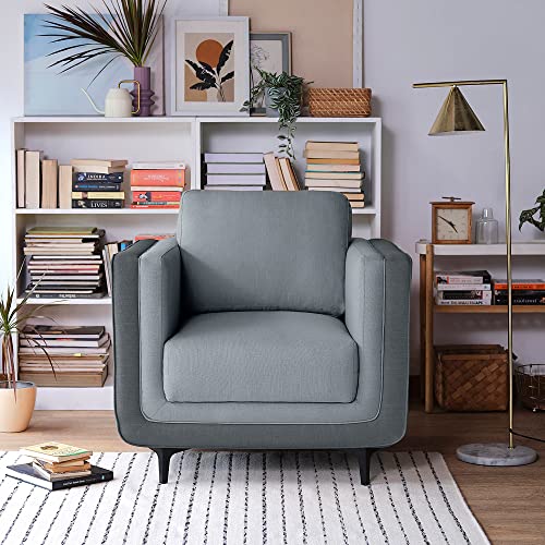 Image of Sleepyhead Mojo - 1 Seater Sofa | Premium Fabric | Dual-Tone Modern Design with Plush Cushioning | Durable Pine Wood Frame & Removable Back Cushion | German Tested | 3 Year Warranty - Cheeky Grey