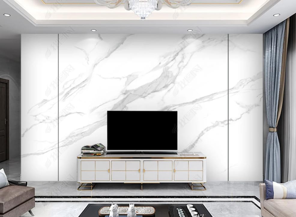 Papier peint intissé marbre blanc géant 400x280 cm pour salon