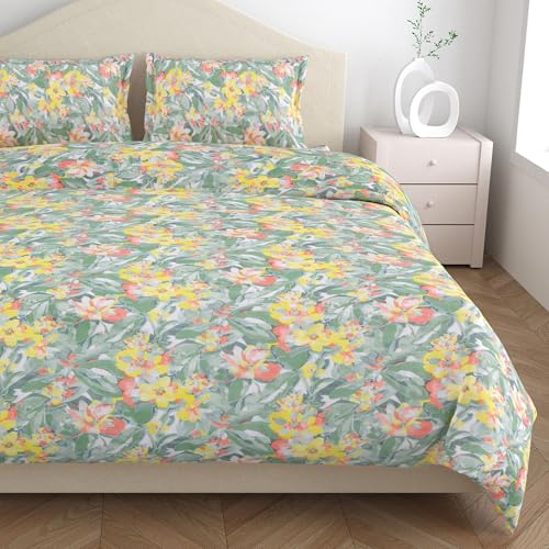 Image of Haus & Kinder Microfiber Soft Double Bed Bedsheet | Flat Bedsheet for Queen Size Bed with 2 Pillow Covers | Ultrasoft Bed Sheet Double Bed (100 x 90 Inches) | Bloomshroud