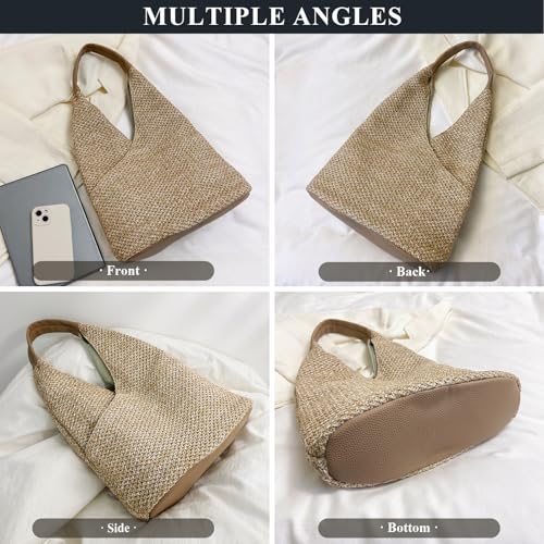 Bolso de playa de paja para mujer verano hobo tote miniatura 6