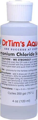 DrTims Aquatics Ammonium Chloride Solution for Fishless Cycling  Fish Tank Cleaner for Saltwater Freshwater  Reef Aquariums