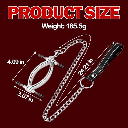 Image of Vaginal Spreader Metal Adjustable Clit Clamp with Sex Leash Stainless Steel Vaginal Clamps BDSM Toys Labia Pussy Spreader Bondage Restraints Fetish Kinky Sex Toys for Women Couples Beginners