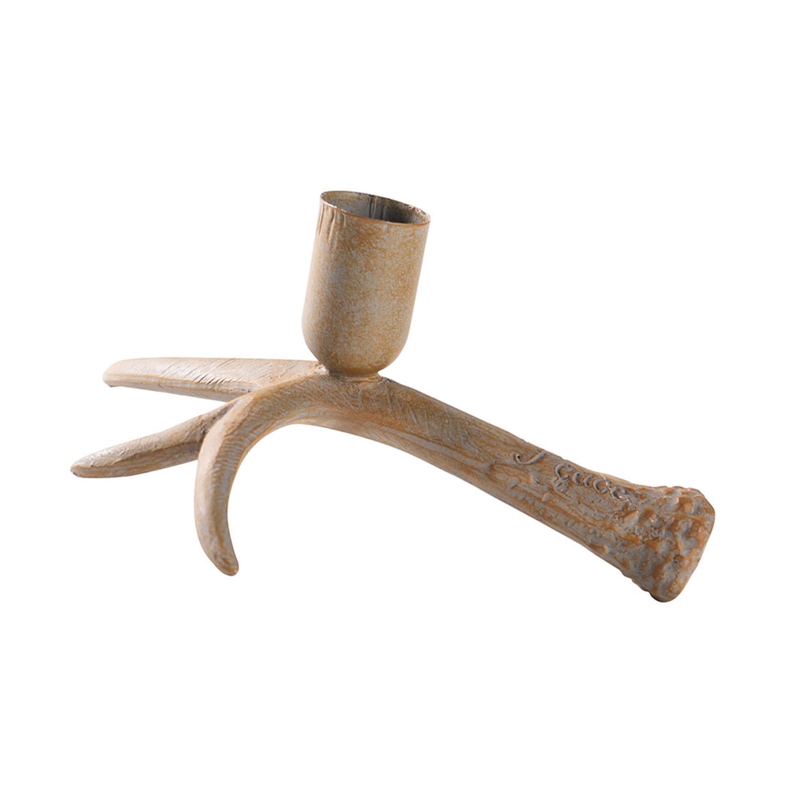 Antique Deer Horn Resins Holder Pillar Candlestick for Romantics Dinners and Elegant Homes Tabletop Decoration Decorative Holder