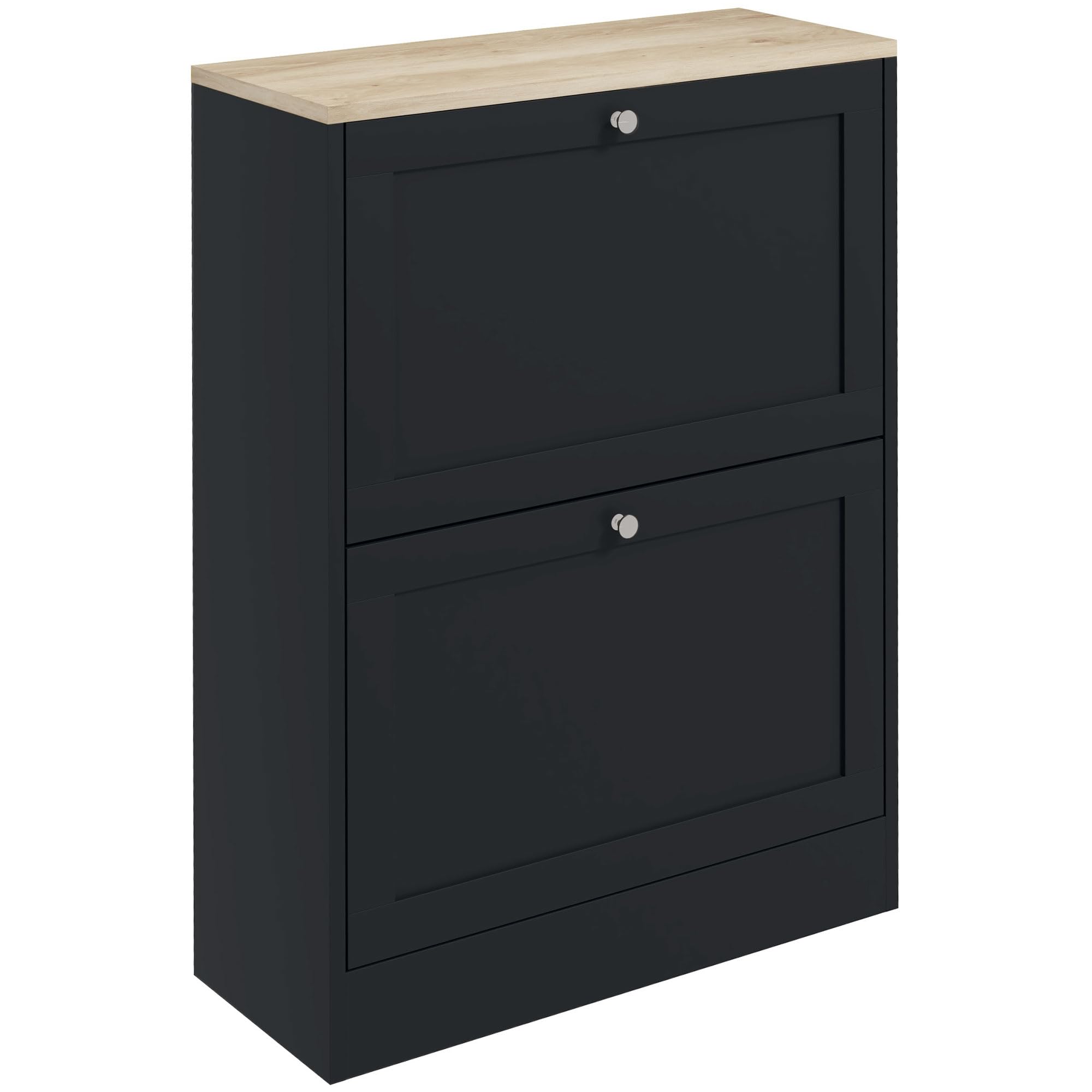 HOMCOM Slim Shoe Cabinet for Entryway, Modern Hidden Shoe Storage Cabinet with 2 Flip Drawers and Adjustable Shelves for 12 Pairs of Shoes, Black