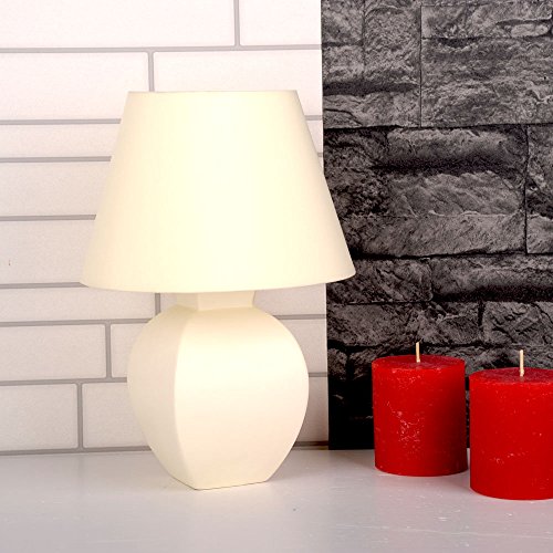 Dirk Davids Leuchten GmbH Tischleuchte Keramik Vierkant Rund Schirm Leinen Cotton Creme 8050