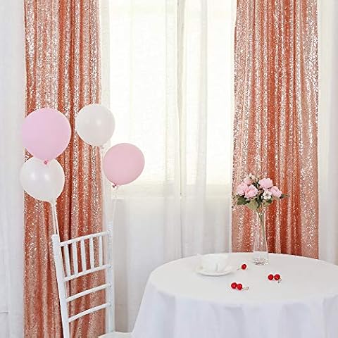 TRLYC Backdrop Curtains Panels for Weddings Sequin Window Drapes (Two Panels,2x8FT,Rose Gold) Cover