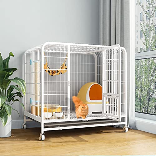 UQACHG Jaula para Gatos, Jaula Metálica Rodante para Animales Pequeños, con Bandeja para Gatitos, Hurones Y Chinchillas.,70x54x78cm