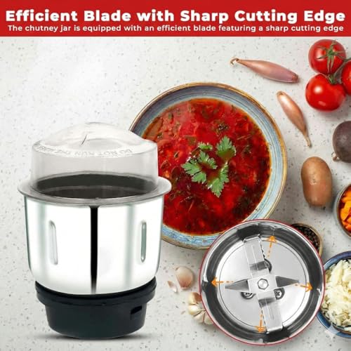 Image of BEYOND BASIC Mixer Jar 400 ml Chutney Jar, Quality Stainless Steel Blades, Suitable for All mixer Grinder With 4 Teeth Coupler 2 Locking System