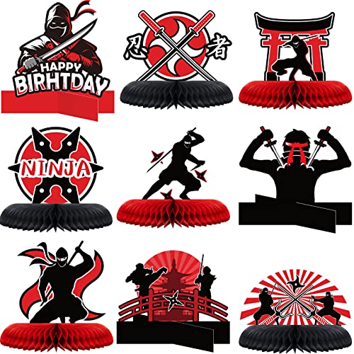 9 Pieces Ninja Party Decorations Ninja Warrior Table Centerpieces Ninja Birthday Party Supplies Ninja Warrior Honeycomb Centerpieces Ninja Birthday Party Decorations for Ninja Birthday Party Supplies