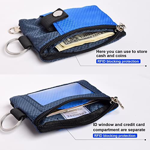 Image of CHENSPRX Minimalist RFID Blocking Small Wallet with ID Window,WaterResistant Zip Id Case Wallet with Lanyard Keychain for Cards,Cash,Travel,Women,Men