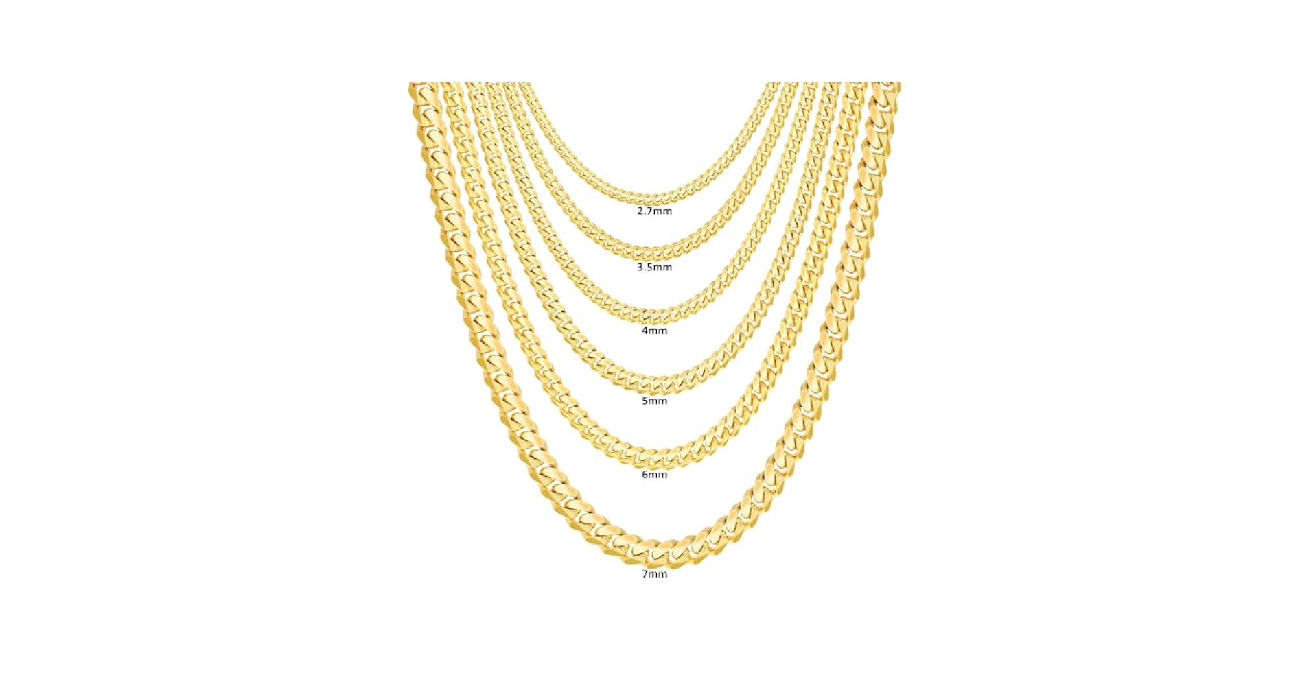 【60cm】【18K刻印あり】【Miami Cuban】 18K Yellow Gold Solid 2.7mm-7mm Miami Cuban Chain Necklace