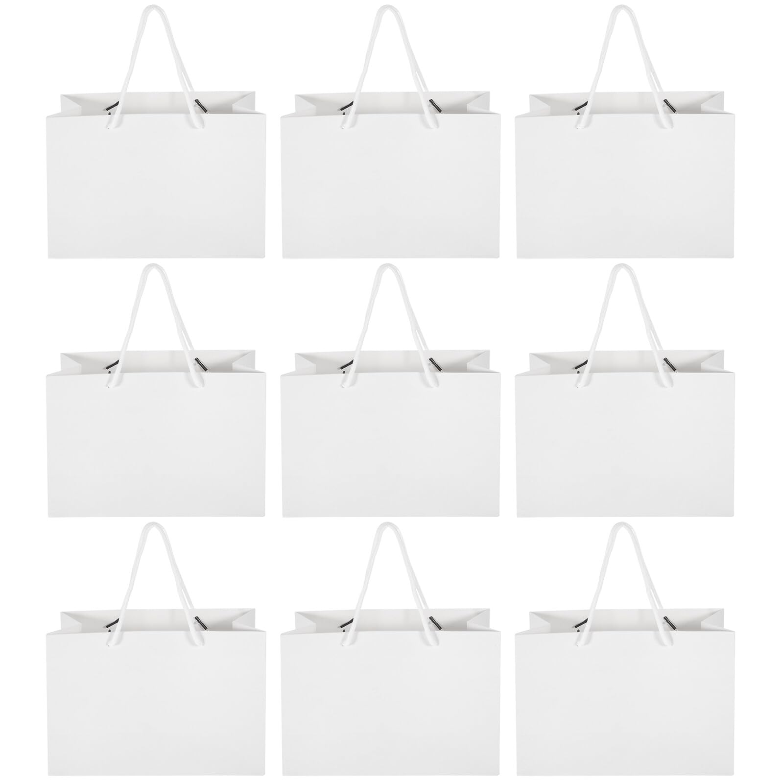 WATIIFUFU 20 Bolsas de Obsequio en Color Blanco con Asa de Papel y Algodón, Ligeras y Elegantes, Ideales para Fiestas de Cumpleaños y Bodas, Tamaño 24x17x10 Cm