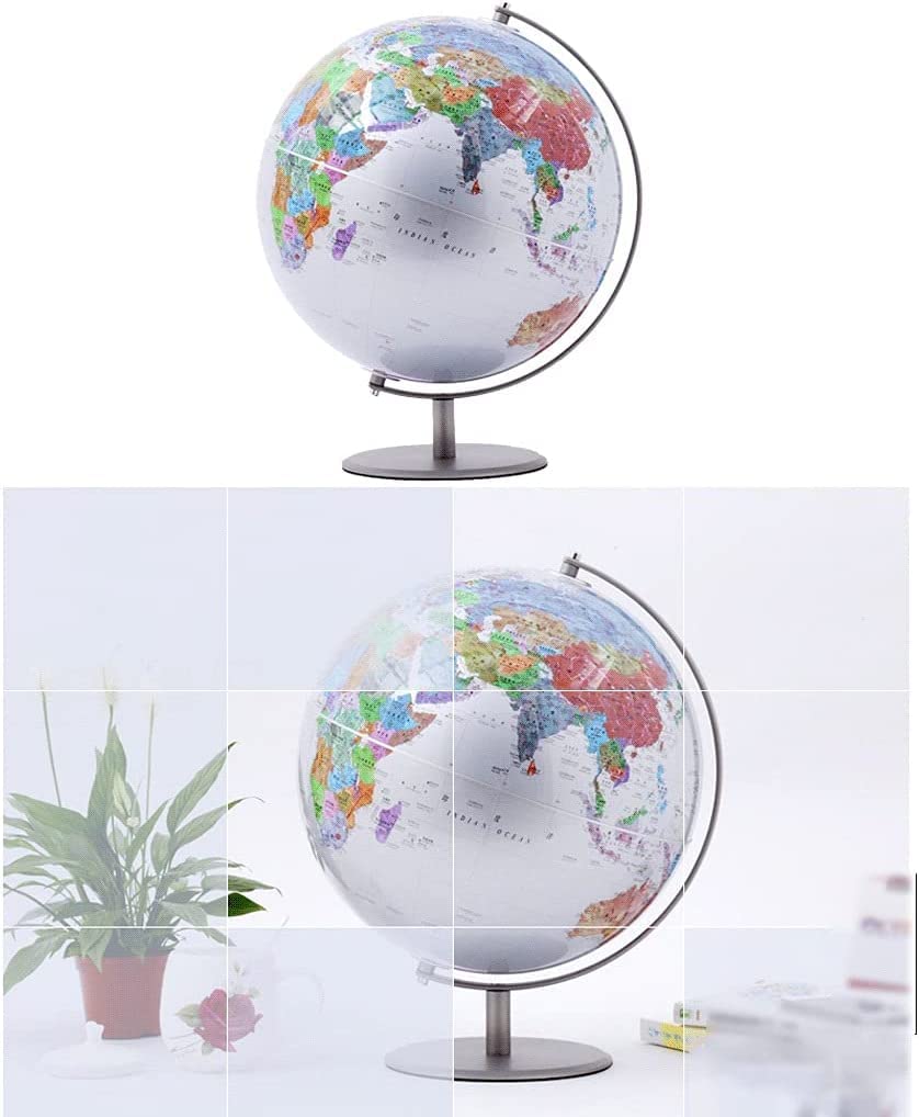 globe éducatif Globe terrestre de géographie éducative - Globe décoratif de salle de classe de bureau avec support en acier inoxydable 304 argenté 12,5 pouces pour enfants adultes Globe Politique