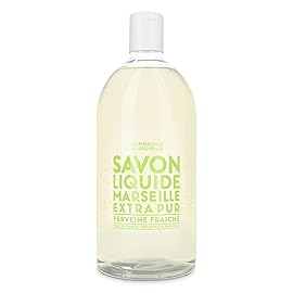 Compagnie de Provence Savon de Marseille Extra Pure Liquid Soap - Fresh Verbena - 16.7 Fl Oz Glass Pump Bottle and 33.8 fl oz Plastic Bottle Refill