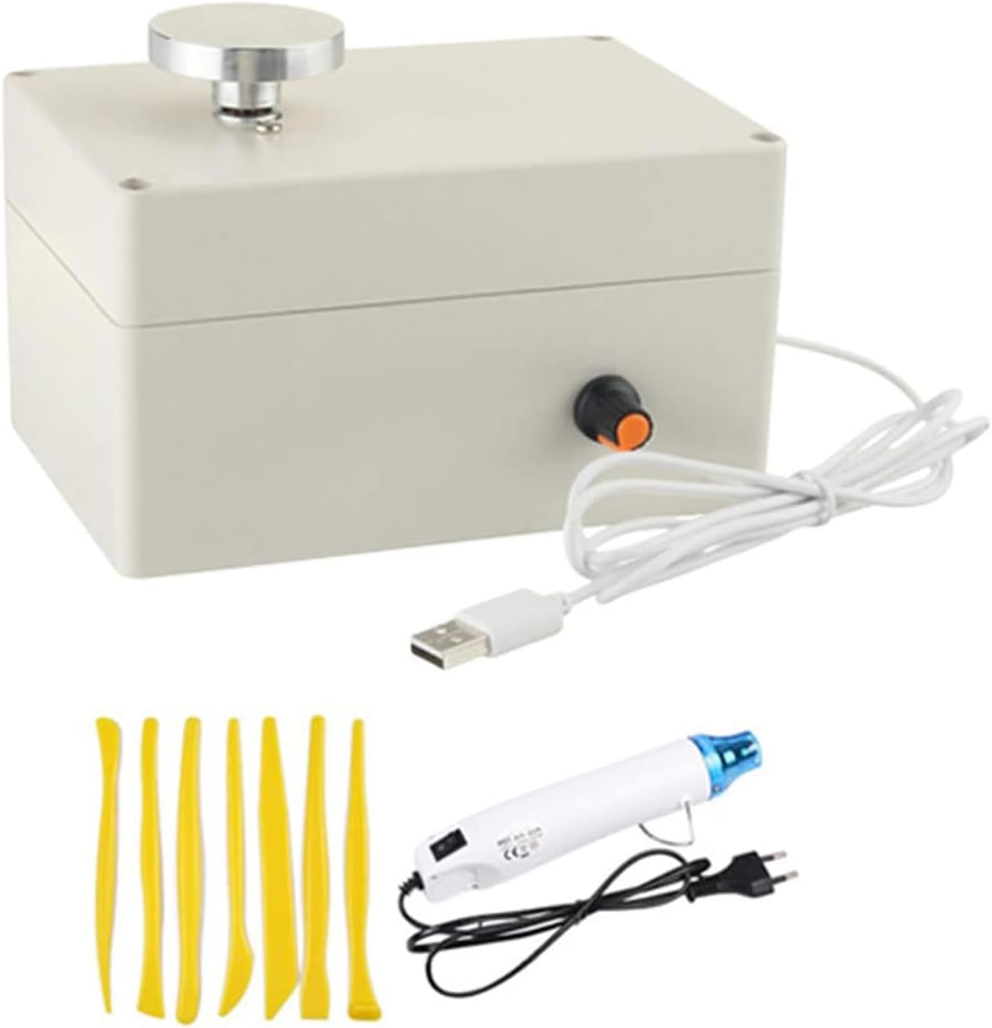 Huanyu Mini Pottery Wheels Electric Pottery Automatic Machine 5V USB Clay Throwing Making Ceramic Machine DIY Craft Ceramic Clay Potter Kit (Package C)