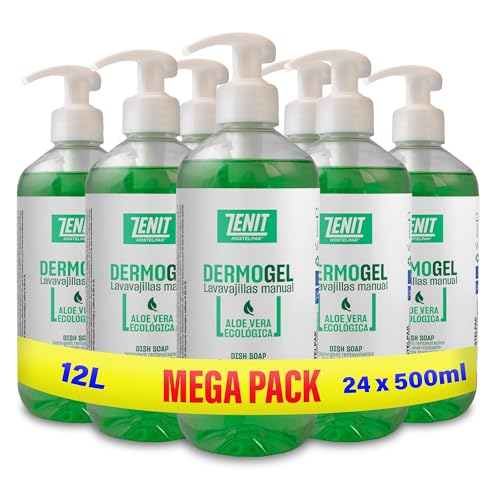 Hostelpak | 24 x 500 ml | DermoGel Aloe Vera Organic Manual Dishwasher Detergent | Hand Dishwashing | Liquid Detergent