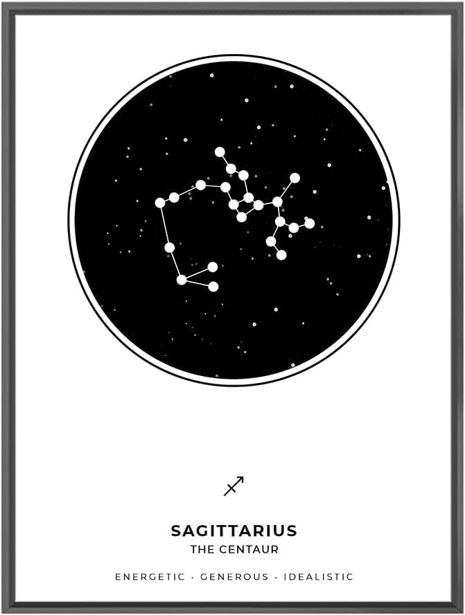 WURAWUS Custom Zodiac Map Canvas Prints, Personalized Zodiac Wall Art Prints Astrology Horoscope Poster, Unique Astronomy Wall Art Poster for Home, Office, Bedroom & Living Room Decor (Sagittarius-1)
