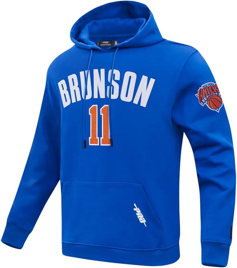 Pro Standard Mens NBA New York Knicks Jalen Brunson #11 Classic Pullover Hoodie Royal Blue L - Image 3