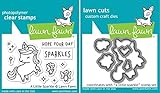 Lawn Fawn - A Little Sparkle - Unicorn Stamps Set and Dies Set - 2 Item Bundle