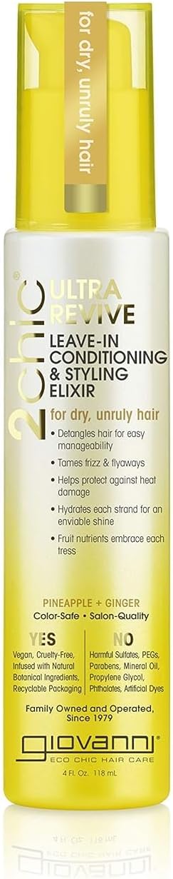 Giovanni Cosmetics Ultra Revive Leave-in-Elixir Pineapple & Ginger, 4 Oz