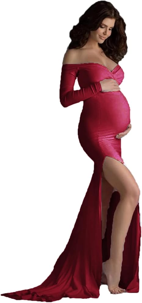 Lace off shoulder maternity dress - België