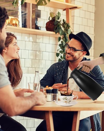 Image of 70Oz Thermal Coffee Carafe for keeping hot, Airpot Insulated Carafe Stainless Steel Thermal Pot for Coffee, (black+silver)