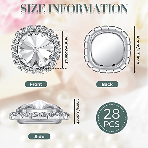 28 Pieces Nail Charms Embellishments Rhinestones Button Nail Charms 14 Mm Sew On Crystal Buttons For Wedding Nail Diy Crafts Clothing Wedding Bouquet Dress Decoration, Silver #TOP1