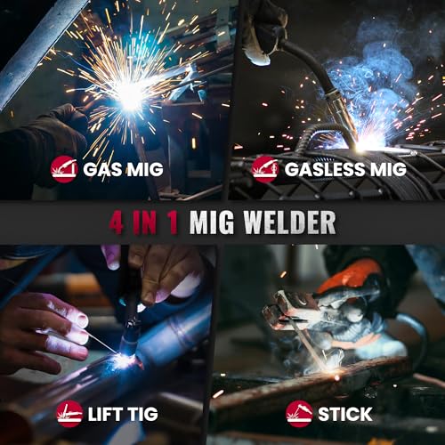 Bestarc 145A MIG Welder 110V 220V, 4 in 1 Gasless Flux Core MIG/Lift TIG/Stick Welder, Synergic IGBT Inverter Welding Machine with Large LED Display, Dual Voltage for Beginners DIY by bestarc - Image 2