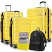 KEYTANG Explorer Lightweight Hardside Expandable Luggage Spinner Wheels Suitcase W/TSA Lock, Yellow, 5 Piece Set, Explorer Lightweight Hardside Expandable Luggage Spinner Wheels Suitcase W/TSA Lock