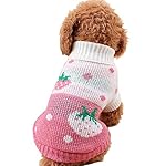 CHBORCHICEN Pet Dog Sweaters Classic Knitwear Turtleneck Winter Warm Puppy Clothing Cute Strawberry and Heart Doggie Sweater (Pink, Large)