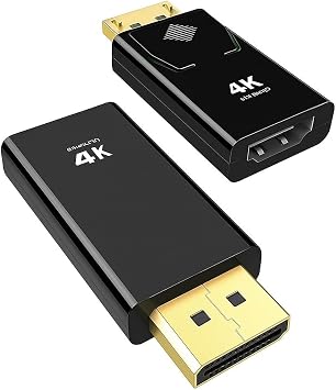 DisplayPort DP to HDMI Adapter 4K 1080P, DP to HDMI Converter Male to Female, Plug & Play for Lenovo, Dell, HP, Asus Laptop, PC, Graphics Card to Monitor, TV, Projector Unidirectional