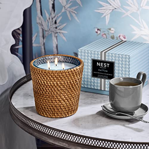 Nest Fragrances Driftwood & Chamomile Scented 3-Wick, Long-Lasting Candle For Home With Rattan Sleeve, 21 Oz #TOP3