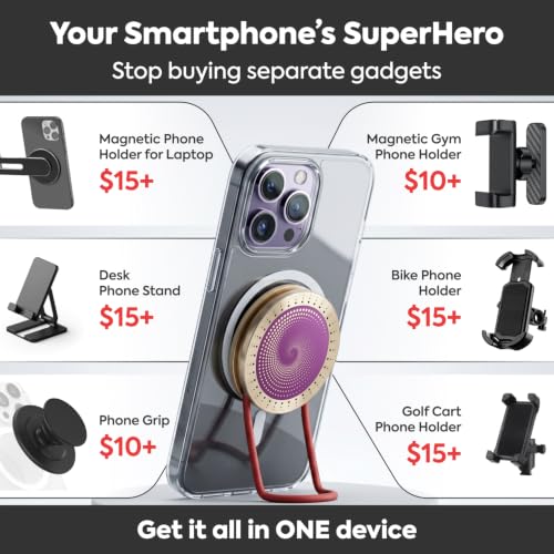 IMStick.PRO Multi-Functional Magnetic Phone Holder Fit for MagSafe Accessories, Cell Phone Stand Grip for iPhone 12-17, Phone Mount for Bike, Gym, Golf Cart, Airplane, Stroller (Purple) — view 5