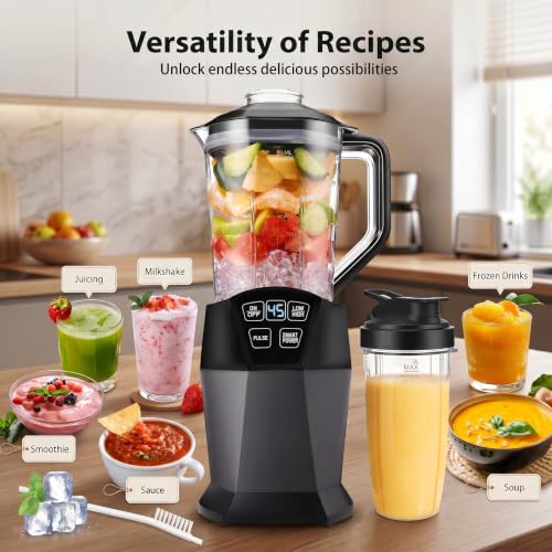Image of Liebe&Lecker 1200W Smoothie Blender, 50oz blenders for kitchen | Milkshake Maker with 50-Oz Jar, 28-oz To-Go Cups & Spout Lids, or Frozen Drinks, Meal Prep, Zero BPA