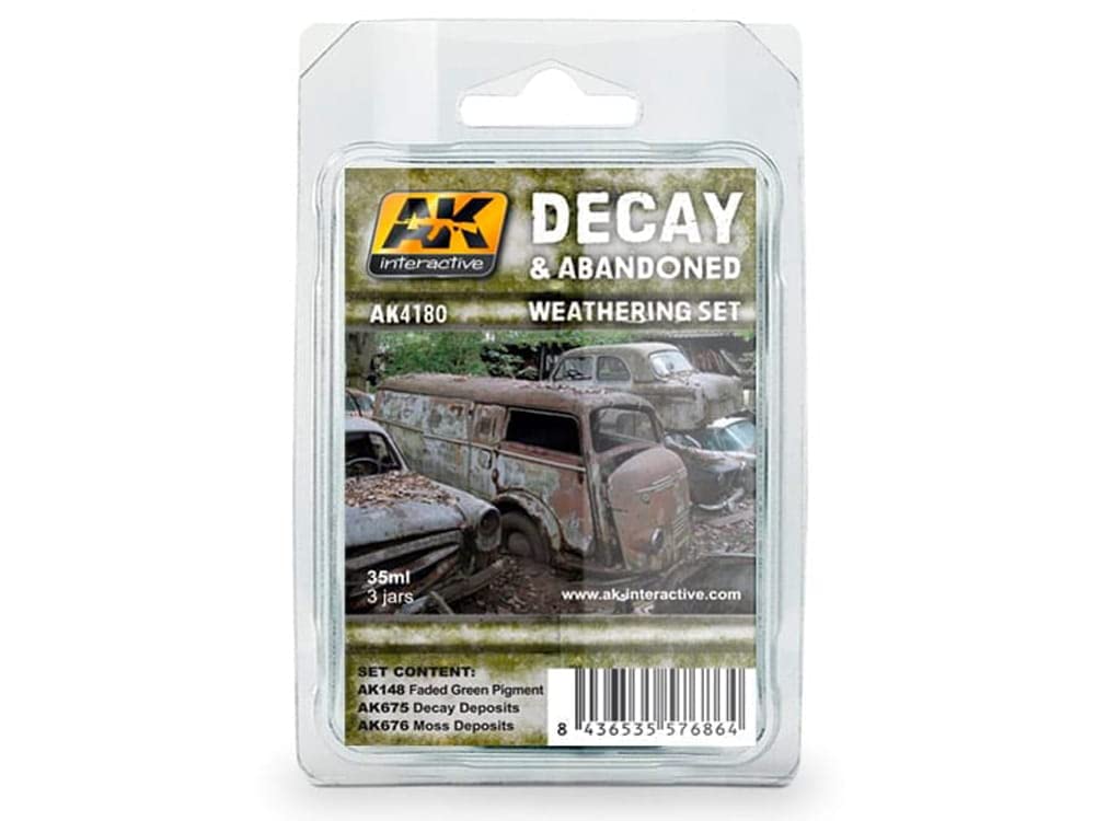Ak Interactive Green Ak4180 Decay & Abandoned Weathering Set (3X35ml Matte Oil/Enamel Paint For Models/Dioramas, 3-6 Sq.m. Coverage, Outdoor Use)
