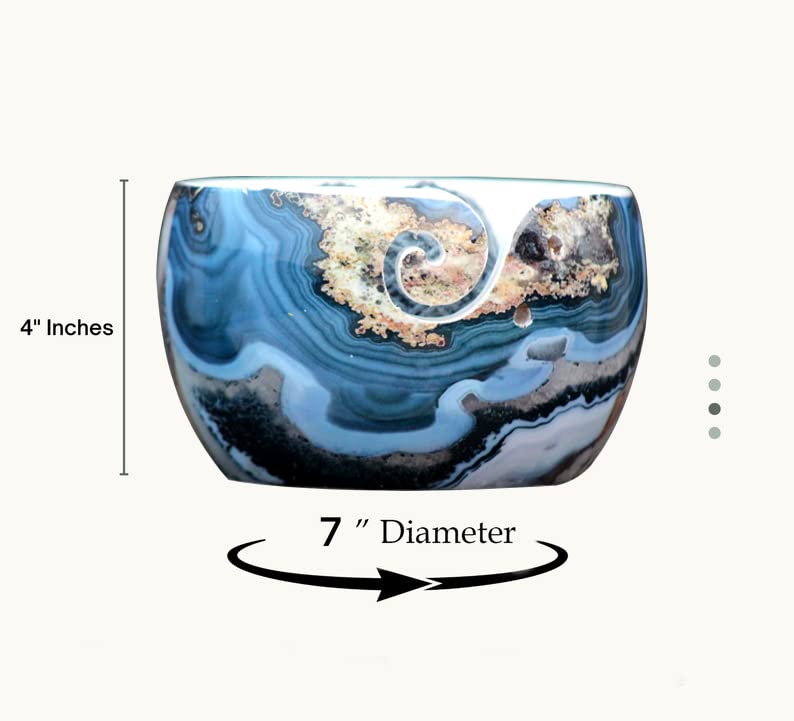 Image of Creative Minds Multi Purpose Wooden Yarn Bowl - Yarn Holder Rosewood - Knitting Bowl Handmade Wooden Yarn Bowl for Knitting and Crochet | Large Knitting Bowl Mother's Day Gift (Sea Color)